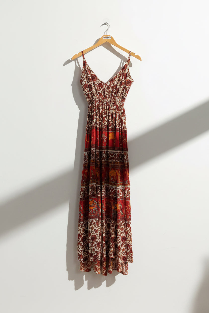 red maxi dress boho Maxi Boho Red Slit Dress main image 1