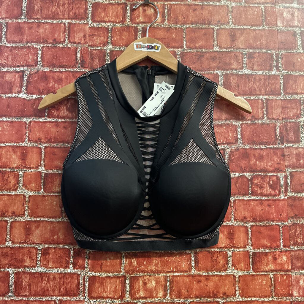 Victoria's Secret x Balmain Bra Top Mesh Black/Tan Size 34DDD