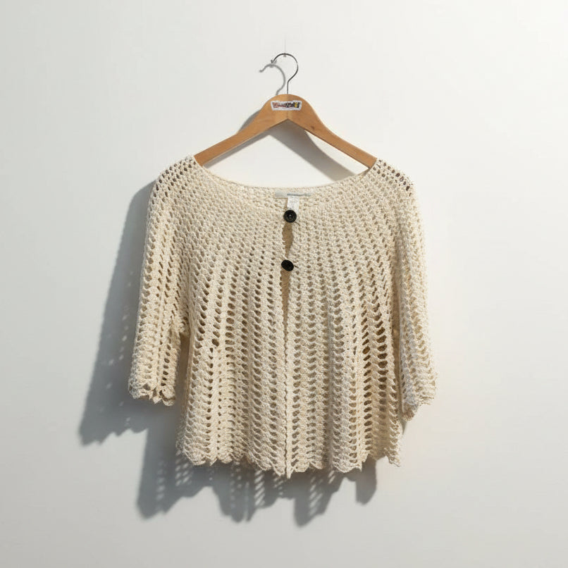 Stewart+Brown Y2K Cardigan Crochet Beige Ladies Size M