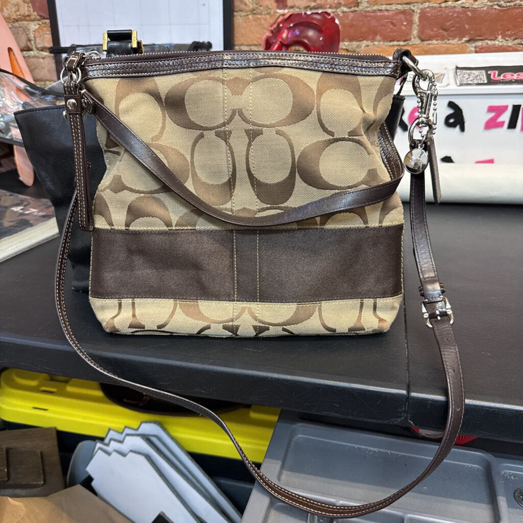 Coach Beige & Brown Signature Canvas Bag