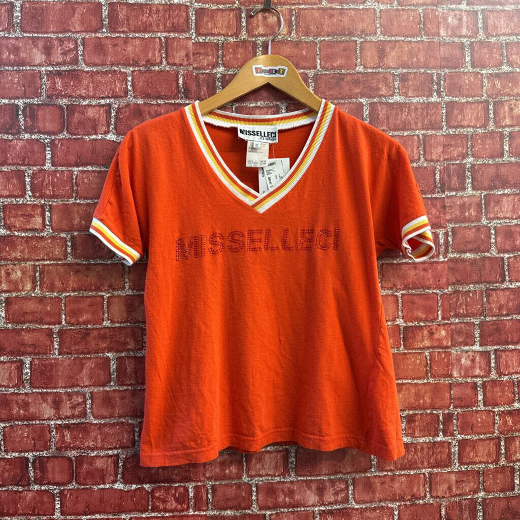 Misselleci By Les Copains Orange Ringer Tee Top Size 42