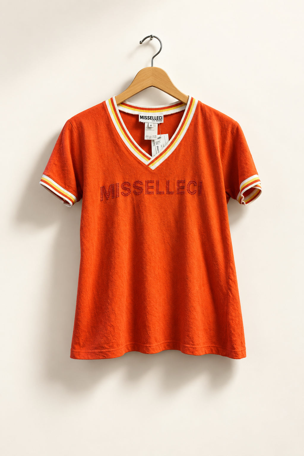 Misselleci By Les Copains Orange Ringer Tee Top Size 42
