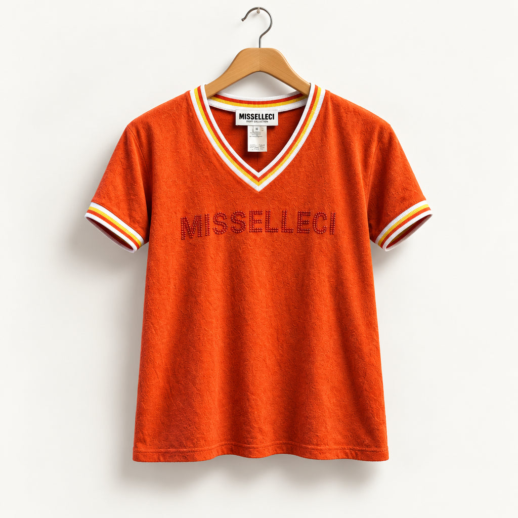 Misselleci By Les Copains Orange Ringer Tee Top Size 42