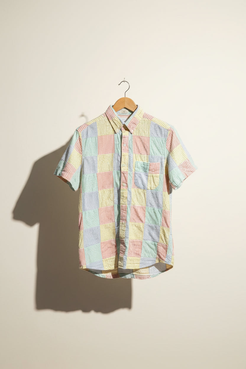 J Crew SS Madras Button Up Multi Color Men’s Size S