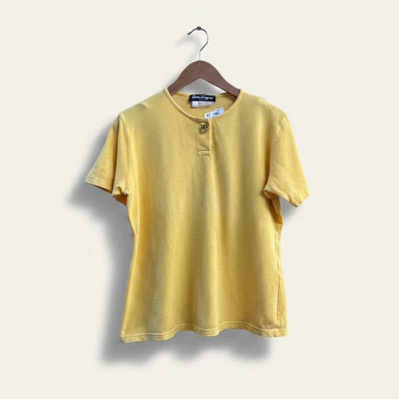 トップス salvatoreFerragamo Vintage Salvatore Ferragamo Yellow SS Top Ladies Size L