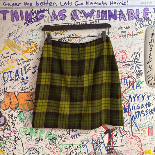 Henri Bendel Green Plaid Skirt Size 6