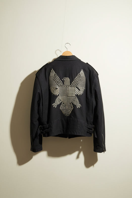 Jeff Hamilton Vintage Moto Jacket Canvas Black Men’s Size XL