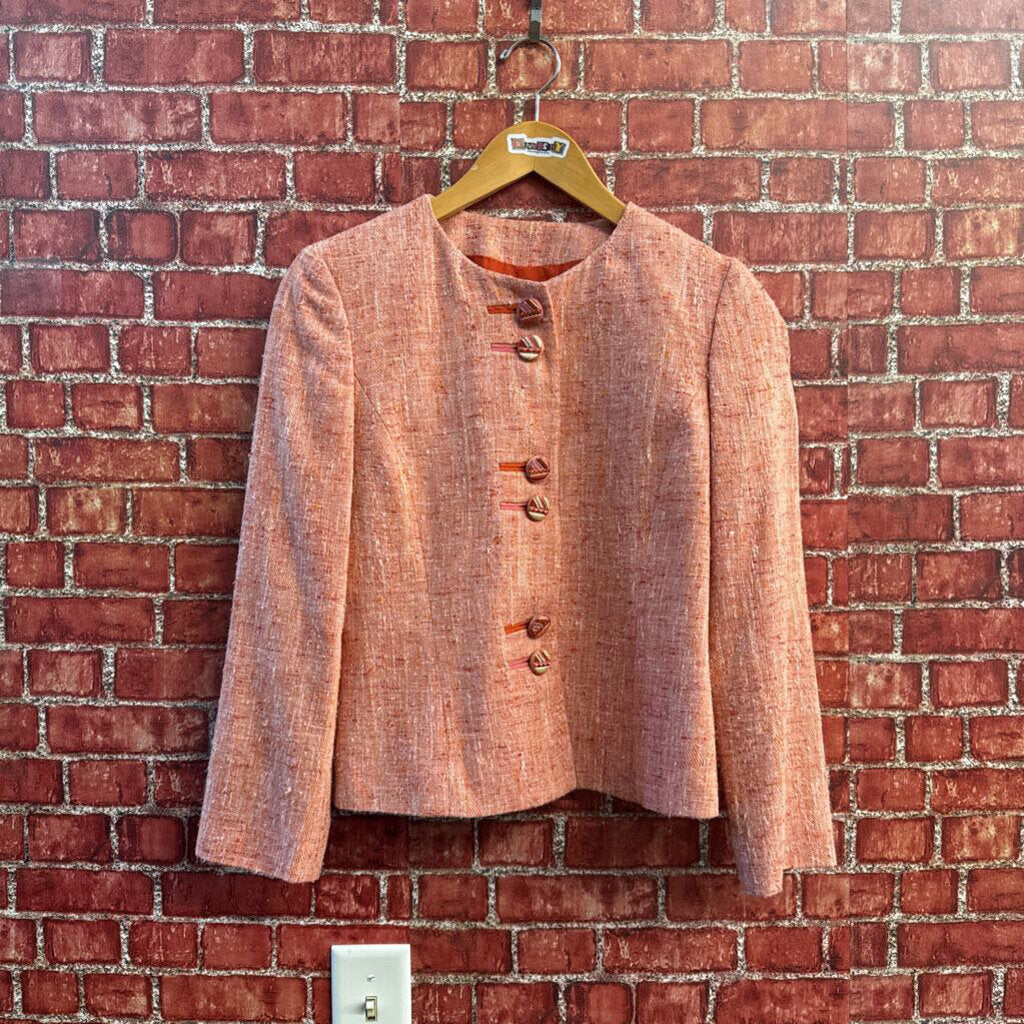 Carolina Herrera Red Tweed Blazer Size 6