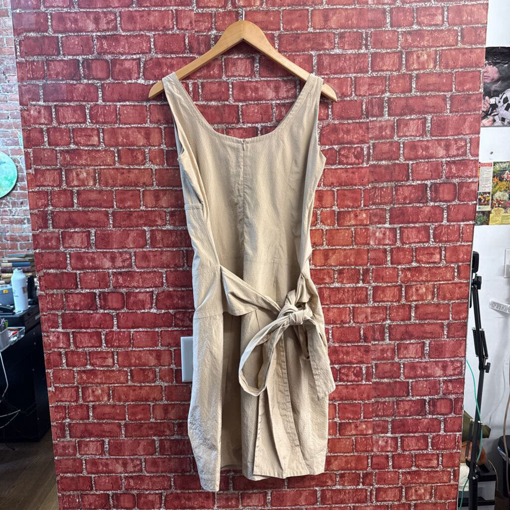 Rene Lezard Brown Wrap Tie Midi Dress Size 40