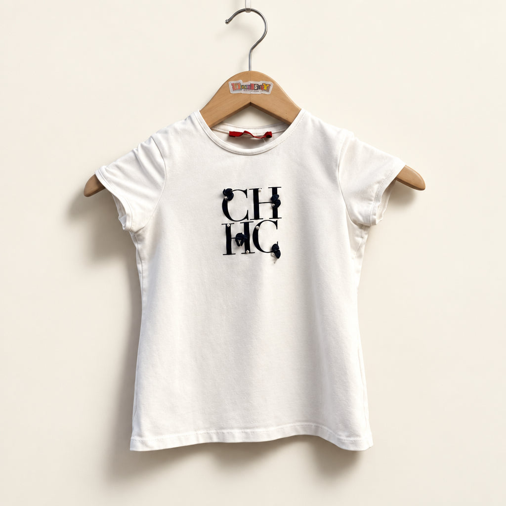 Caroliona Herrera White Baby Tee Top Size XXS