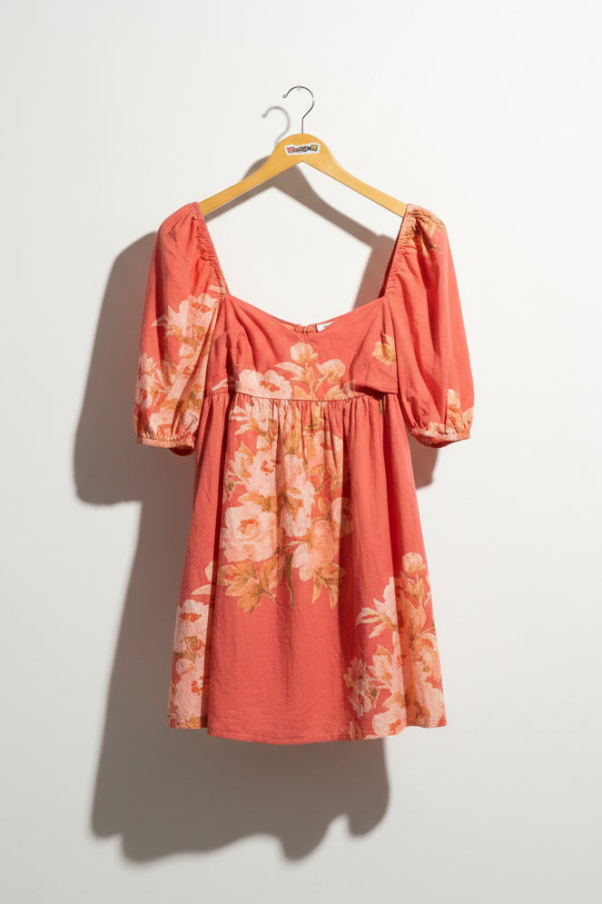 pink and orange puff sleeve dress Montebello Puff Sleeve Maxi Dress Floral Pink/Orange
