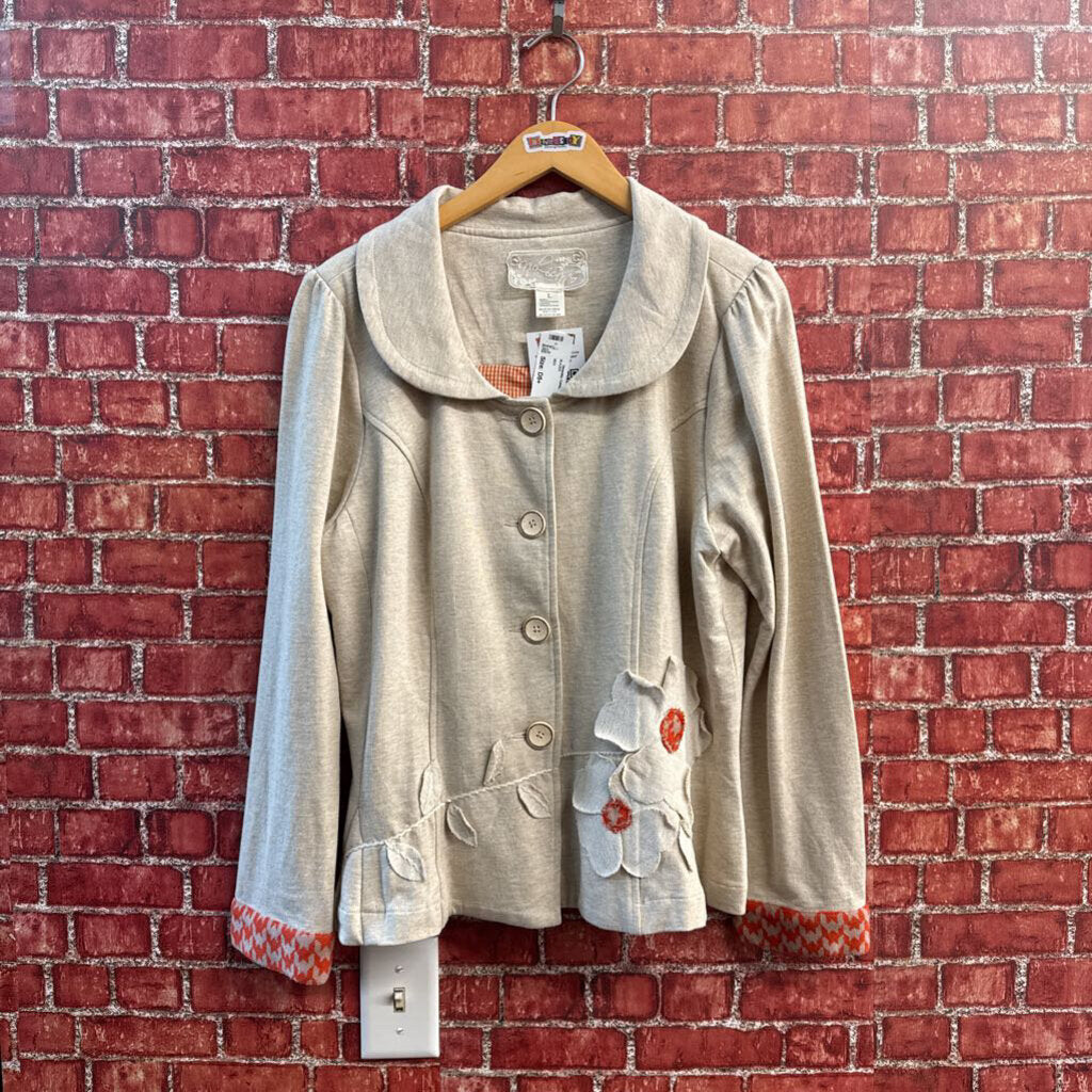 Nick & Mo Blazer Cotton Flowers Tan/Orange Size L