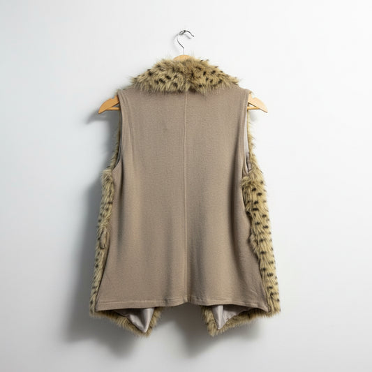 LUMA Faux Fur Vest Leopard Tan/Black Ladies Size L