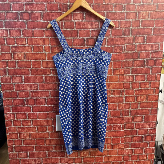 Plenty Mini Dress Tank Dots Buttons Blue/White Size 4