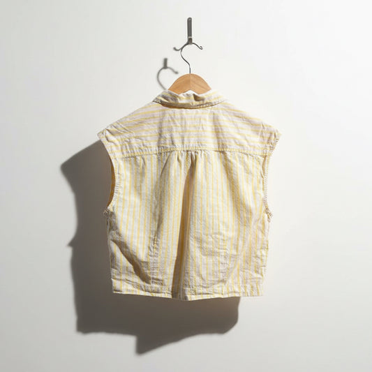 Maeve Tank Button Up Striped Crop Tan/Yellow Ladies Size S