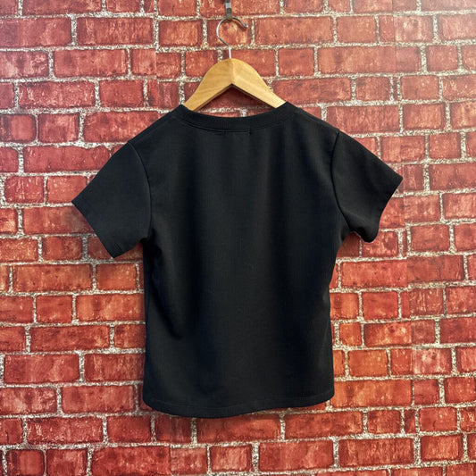 Marithe Francois Girbaud Black Ribbed Baby Tee Black Size L
