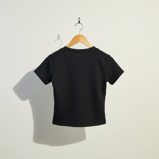 Marithe Francois Girbaud Black Ribbed Baby Tee Black Ladies Size L