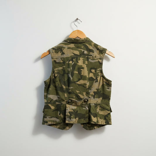 Ali & Kris Vest Double Breasted Camo Green Ladies Size S
