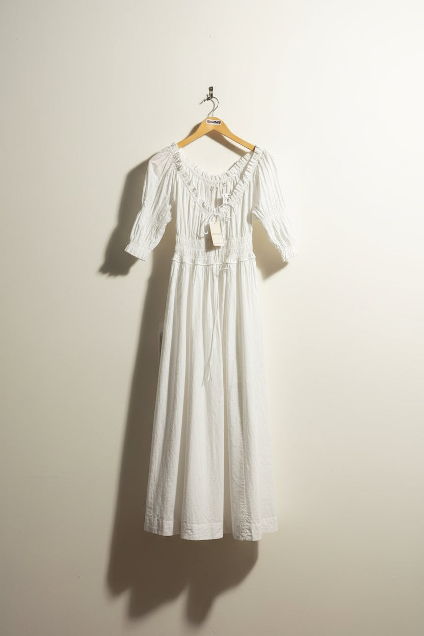 NWT Doen Maxi Dress Peasant Blouse White Size S