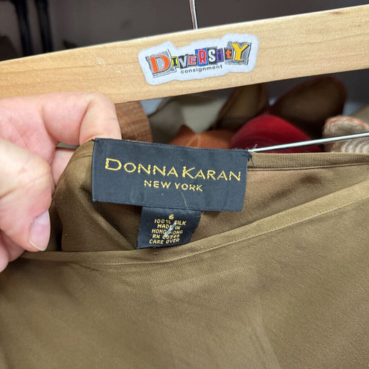 Donna Karan Vintage Midi Skirt Silk Brown Size 6