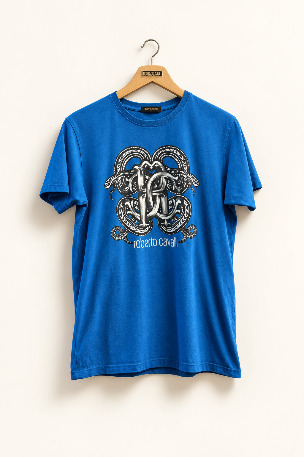 Roberto Cavalli Blue Graphic Tee Size L