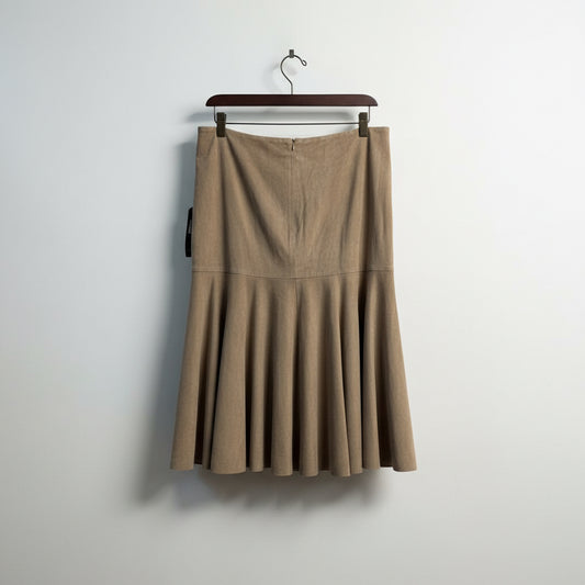 NWT Lauren Ralph Lauren Vintage Midi Skirt Suede Peplum Brown Size 12