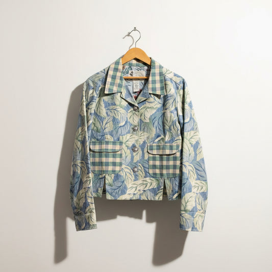 My Boyfriend's Back Lite Jacket Floral Plaid Blue/Green/Beige Ladies Size S