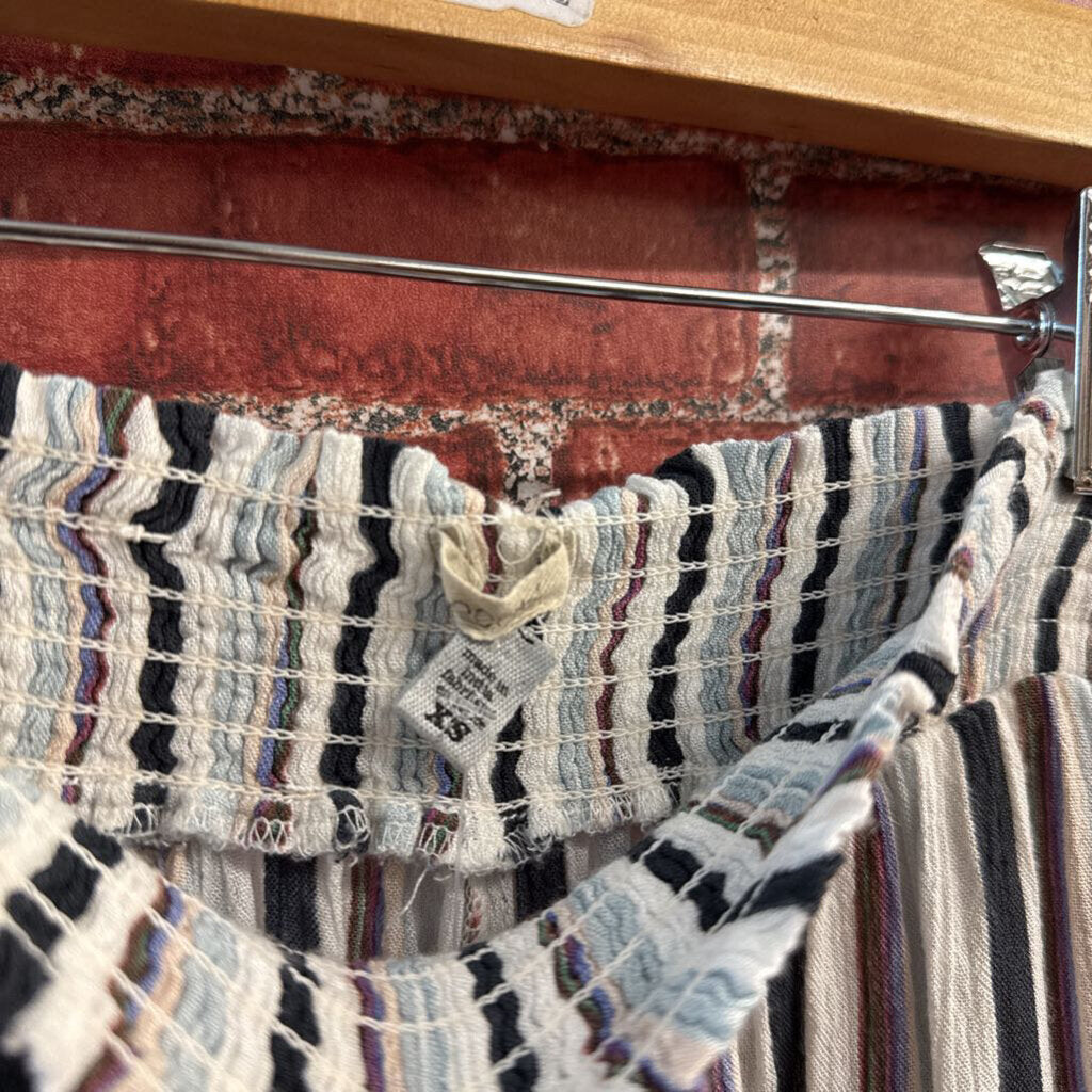 Ecote Mini Shorts Striped Rayon White/Black/Multi Size XS