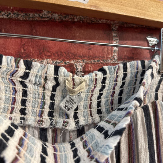 Ecote Mini Shorts Striped Rayon White/Black/Multi Size XS