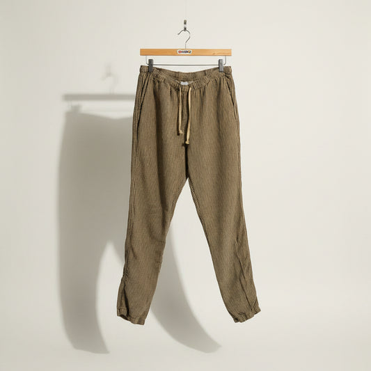 Alex Crane Linen Pants Stripes Brown/Navy Size L