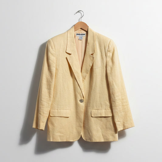 Jennifer Moore Linen Blazer MOP Button Yellow Ladies Size 10P