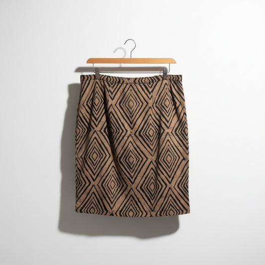 Global Mamas Diamond Shapes Midi Skirt Brown/Black Size XL