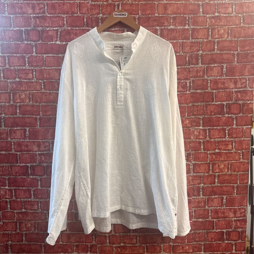 Fabindia Comfort Fit LS Quarter Button Up White Size XXL