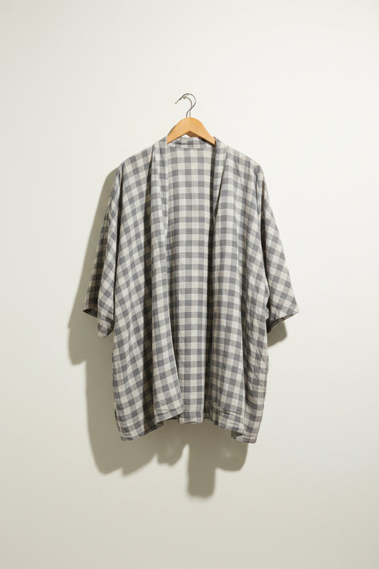 Meetro Linen Wrap Gingham Grey Size 2XL