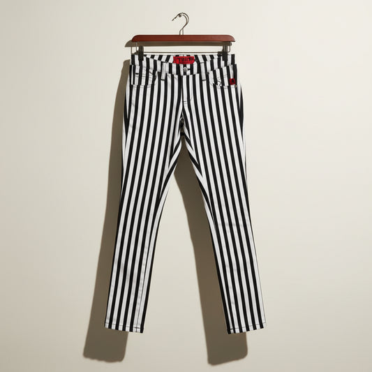 Tripp NYC Skinny Jeans Low Rise Stripes Black/White Ladies Size 5