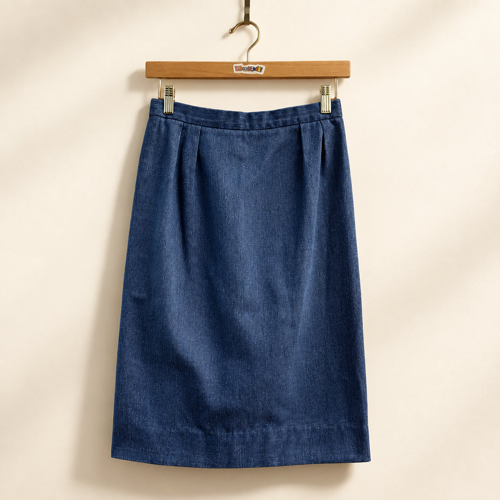 Celine Denim Midi Skirt Blue