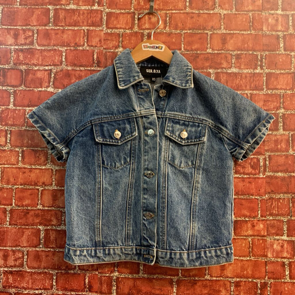 SER.O.YA Jean Jacket Short Sleeve Jean Jacket Blue Size XS