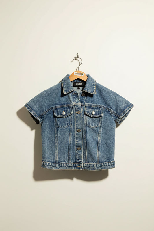 SER.O.YA Jean Jacket Short Sleeve Jean Jacket Blue Size XS
