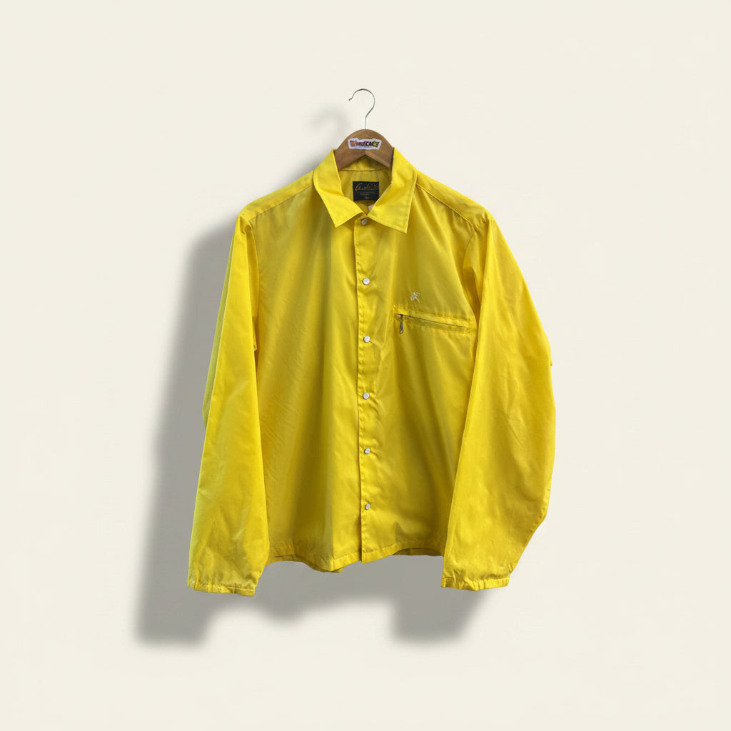 Arnold Palmer by Van Heusen Windbreaker Shirt 70s Snap Yellow Size M
