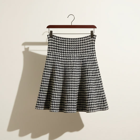 Max Studio Skirt Houndstooth Black/Tan Size M/L
