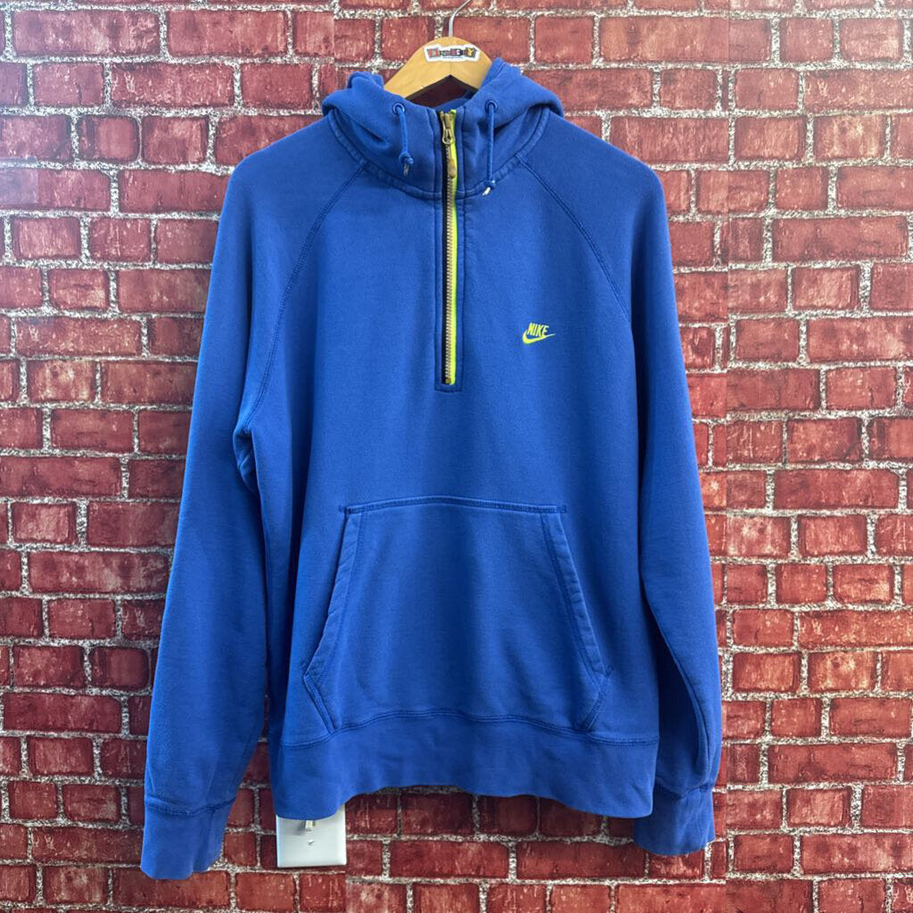 Nike 1/4 Zip Hoodie 'Efficiens Non Decorus' Blue/Neon Size M