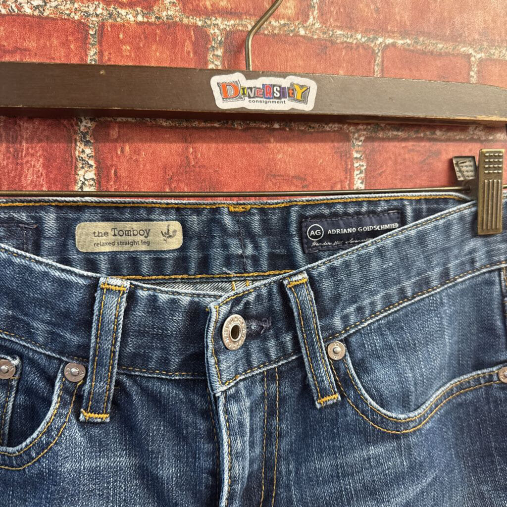 AG Jeans Embroidered Crop Blue/Multi Ladies Size 26R