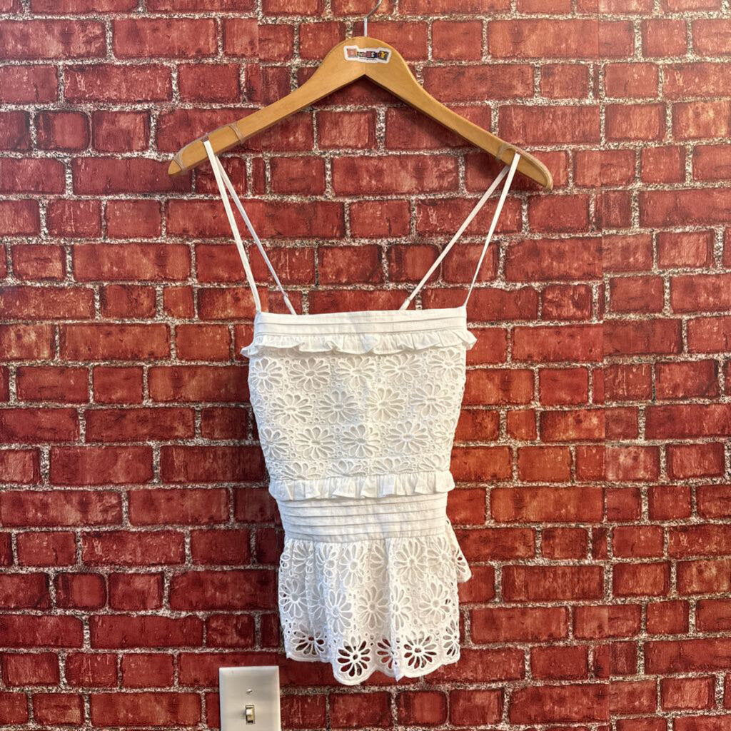 J Crew Tank Eyelet Floral White Size XS