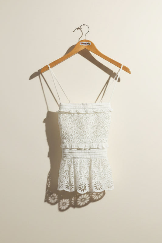 J Crew Tank Eyelet Floral White Ladies Size XS