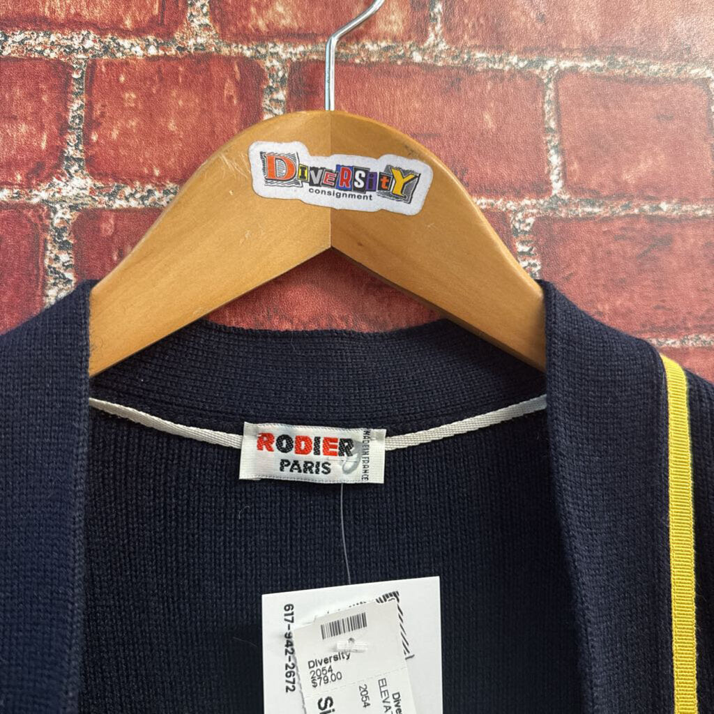 Rodier Vintage Blue Ribbed Cardigan Sweater Ladies Size M