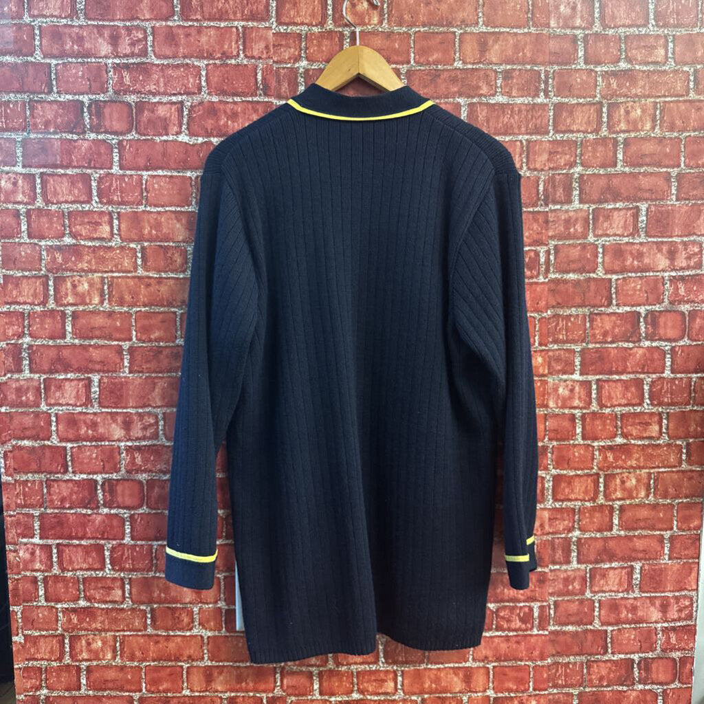 Rodier Vintage Blue Ribbed Cardigan Sweater Size M