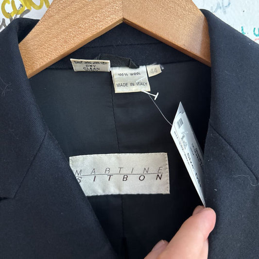 Martine Sitbon Vintage Designer Coat Black Wool/Silk Size 44