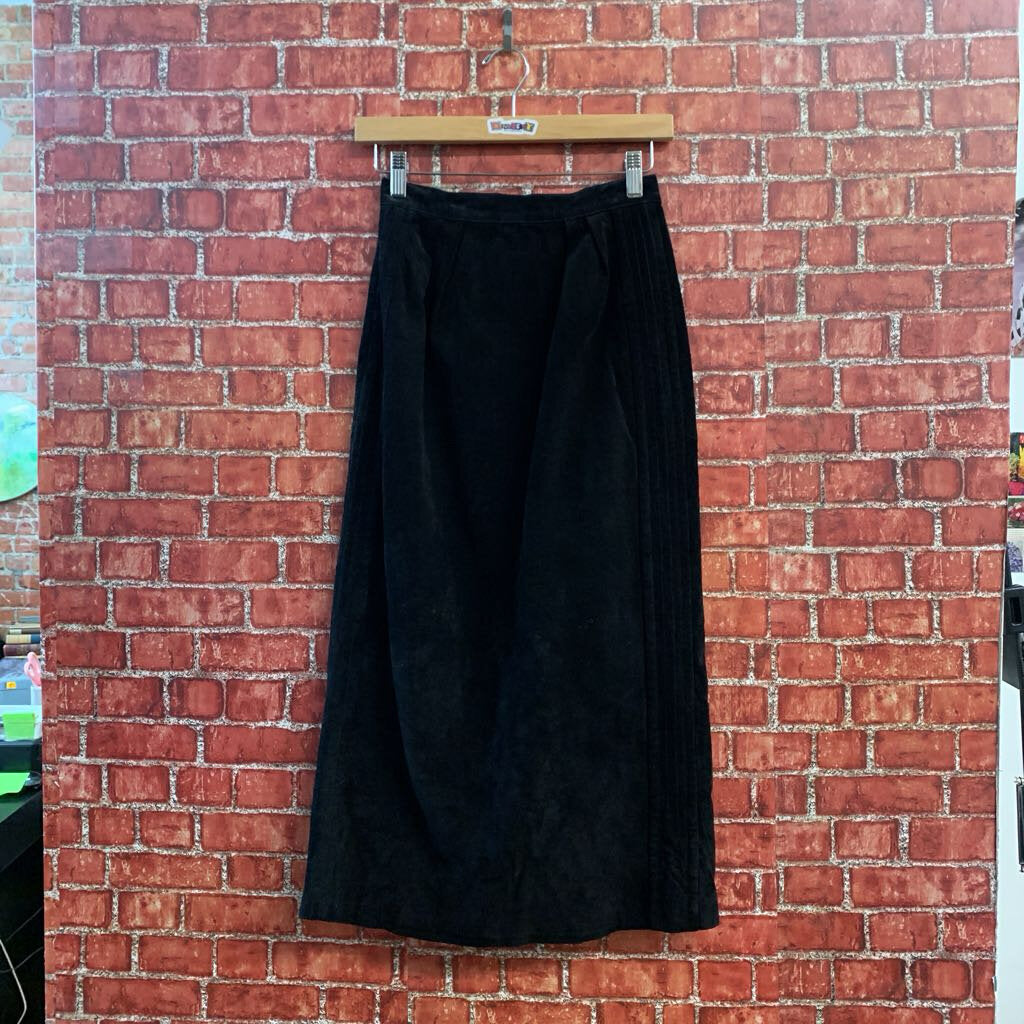 Vintage Suede Maxi Skirt Black Size 6