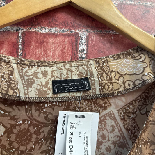 Sense Blouse Sheer Abstract Floral Brown