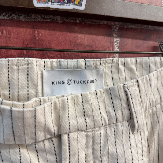 King & Tuckerfield Trousers Pinstripes White/Navy